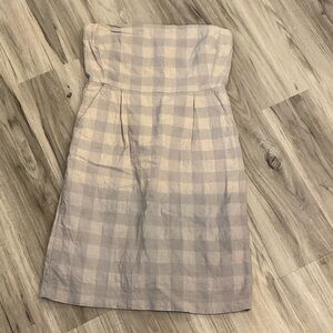 GAP Beige and Gray Checkered plaid Strapless Dress, Spring, Summer, Easter
